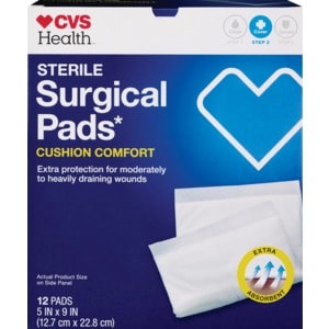 slide 1 of 1, CVS Health Sterile Latex-Free Surgical Pads 5 In X 9 In, 12 ct