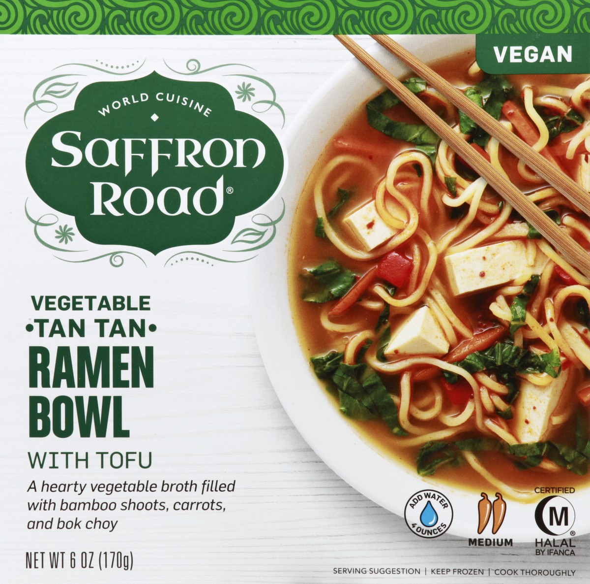 slide 5 of 6, Saffron Road Ramen Bowl, with Tofu, Vegetable Tan Tan, Medium, 6 oz
