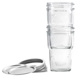 Ball Nesting Mason Jar Set with Lids & Bands for Canning or Drinkware, Wide Mouth, Pint