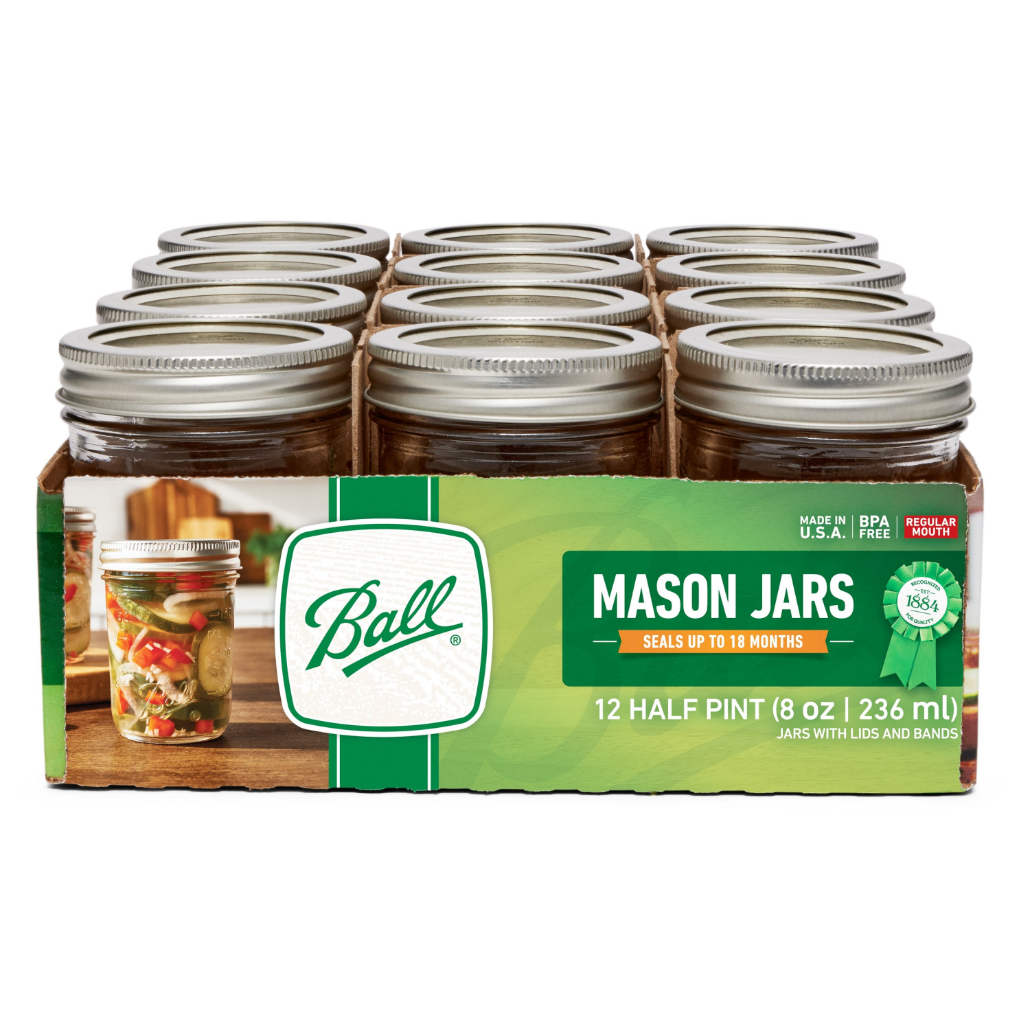 slide 1 of 5, Ball Mason Jars Regular, 12 ct; 8 oz
