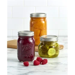 Ball 16oz 12pk Glass Regular Mouth Mason Jar with Lid and Band