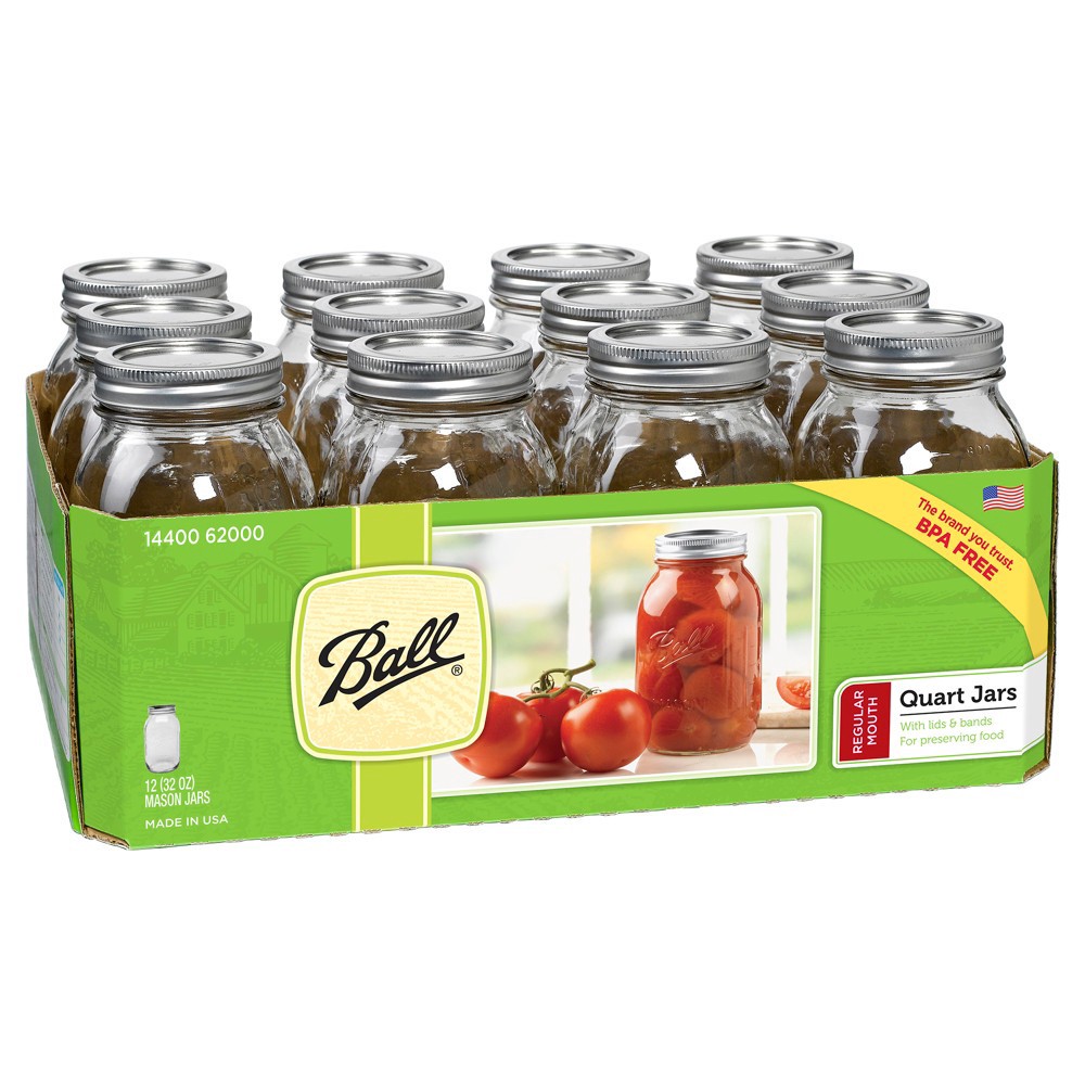 slide 2 of 4, Ball Regular Mouth Mason 12 Quart Mason Jars 12 ea Shrinkwrapped, 12 ct