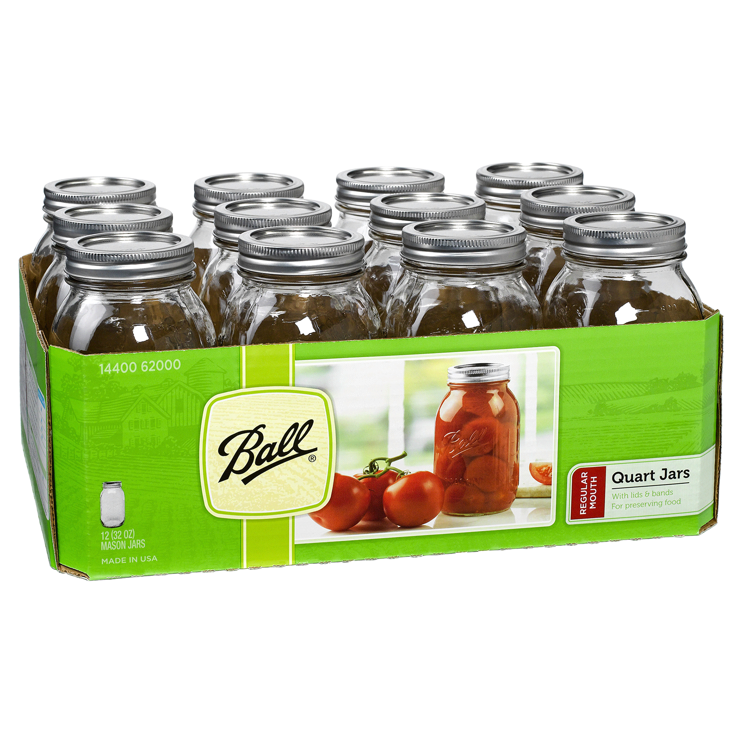 slide 1 of 4, Ball Regular Mouth Mason 12 Quart Mason Jars 12 ea Shrinkwrapped, 12 ct
