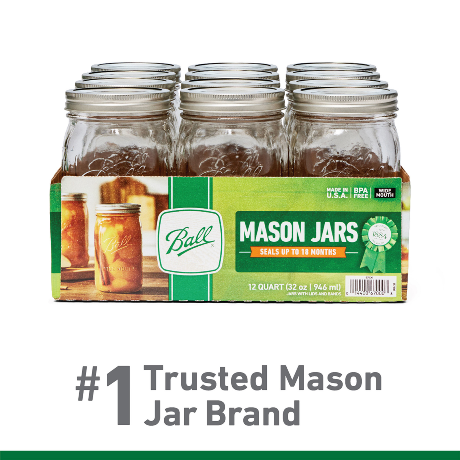 slide 2 of 7, Ball 12 Quart Wide Mouth Mason Jars 12 ea, 12 ct