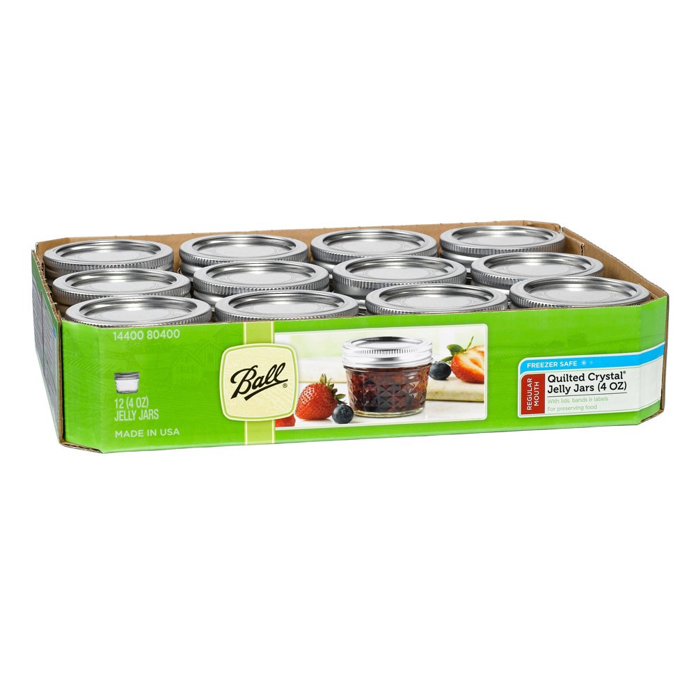 slide 3 of 3, Ball 12ct 4oz Quilted Crystal Jelly Jar with Lid and Band - Regular Mouth, 12 ct; 4 oz