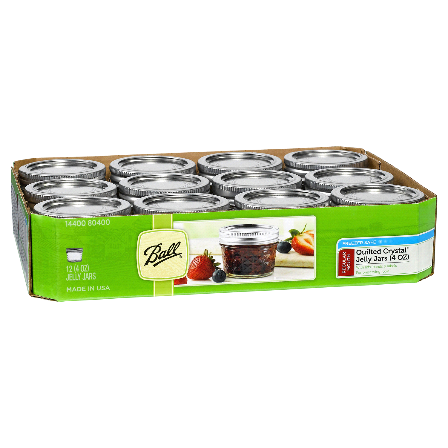 slide 1 of 3, Ball 12ct 4oz Quilted Crystal Jelly Jar with Lid and Band - Regular Mouth, 12 ct; 4 oz