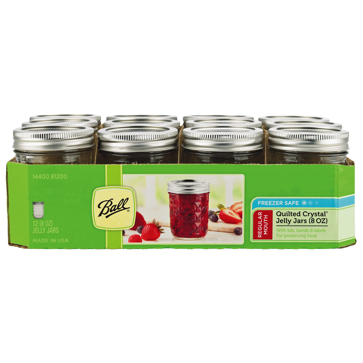 slide 1 of 5, Ball Quilted Crystal Jelly Jars, 12 ct, 12 ct