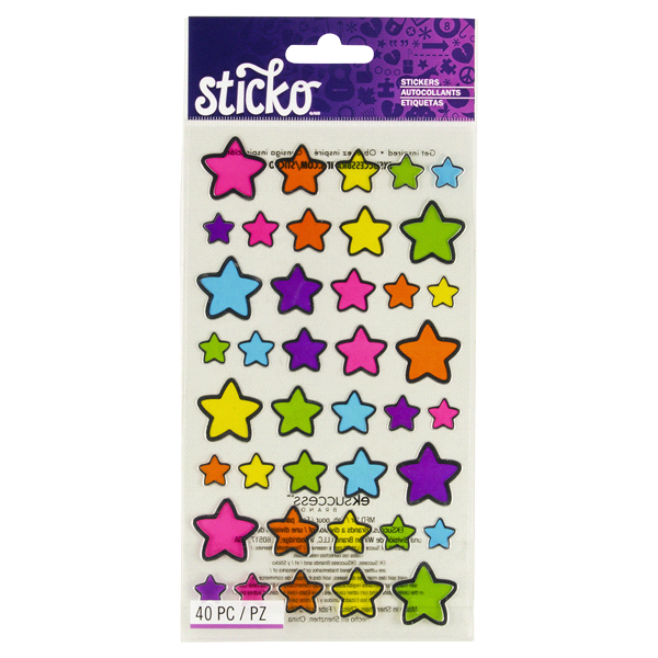 slide 1 of 2, Sticko Stickers Technicolor Stars, 40 ct