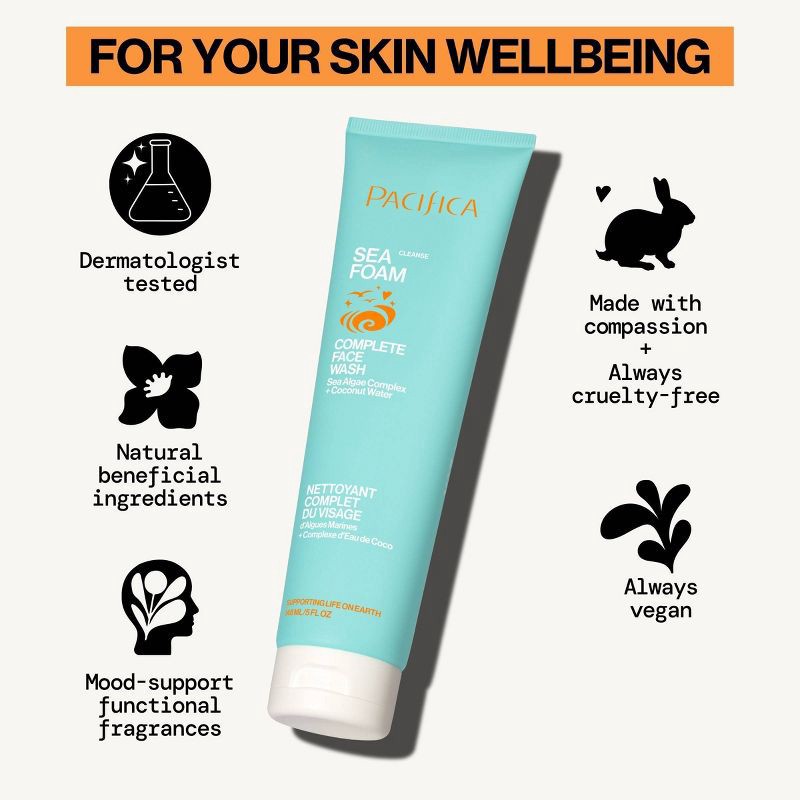 slide 7 of 9, Pacifica Sea Foam Complete Face Wash - Coconut - 5 fl oz, 5 fl oz