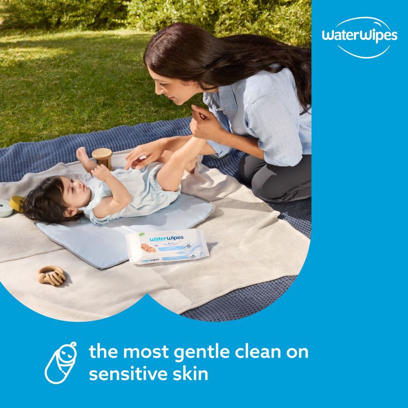 slide 5 of 12, WaterWipes Sensitive+ Newborn & Baby Wipes, 3-In-1 Cleans, Cares, Protects, 99.9% Water, Unscented & Hypoallergenic - 60ct, 60 ct