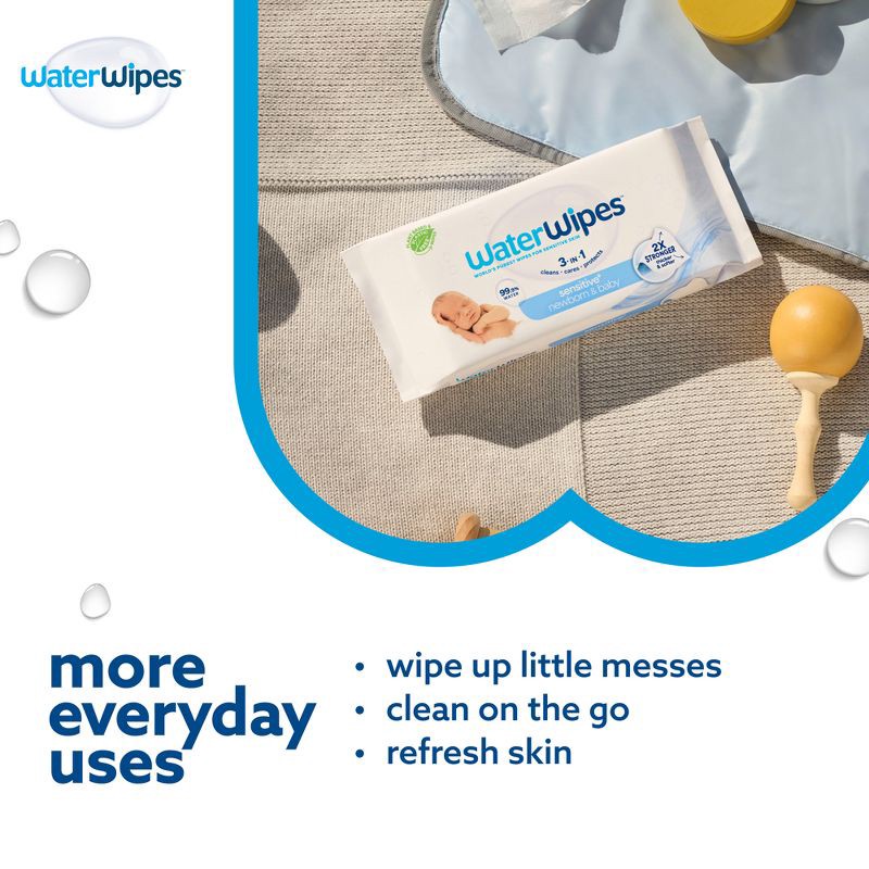 slide 6 of 12, WaterWipes Sensitive+ Newborn & Baby Wipes, 3-In-1 Cleans, Cares, Protects, 99.9% Water, Unscented & Hypoallergenic - 240ct, 240 ct