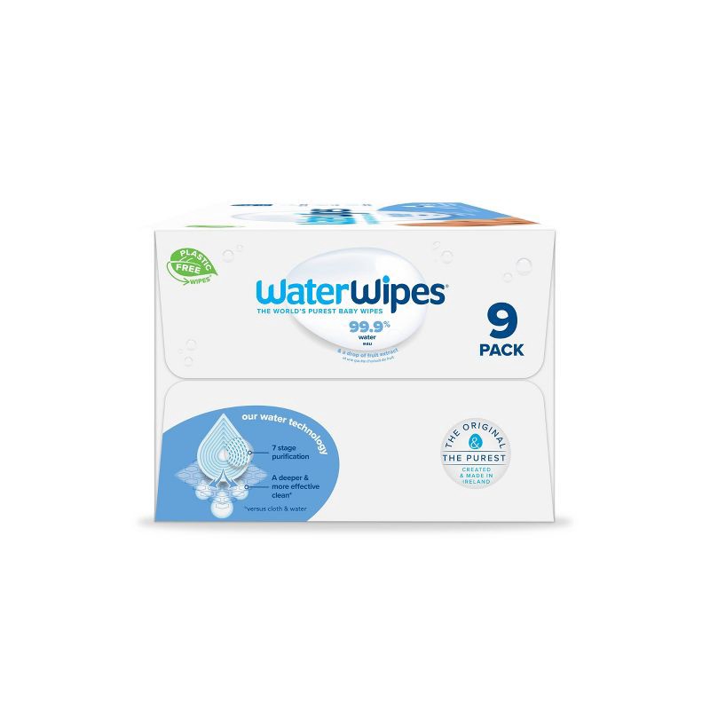 slide 3 of 10, WaterWipes Plastic-Free Original Unscented 99.9% Water Based Baby Wipes - 540ct, 540 ct