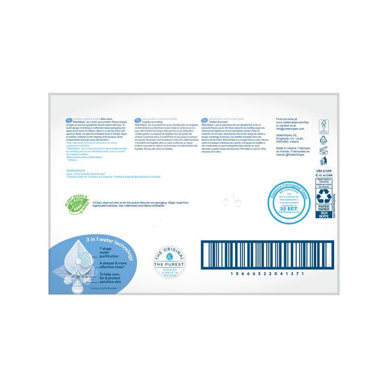 slide 12 of 12, WaterWipes Sensitive+ Newborn & Baby Wipes, 3-In-1 Cleans, Cares, Protects, 99.9% Water, Unscented & Hypoallergenic - 540ct, 540 ct