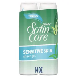 Gillette Satin Care Sensitive Skin Women's Shave Gel Twin Pack - 7oz/2pk: Aloe Infused for Whole Body Use