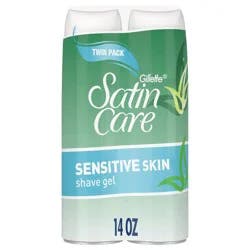 Gillette Satin Care Sensitive Skin Women's Shave Gel Twin Pack - 7oz/2pk: Aloe Infused for Whole Body Use