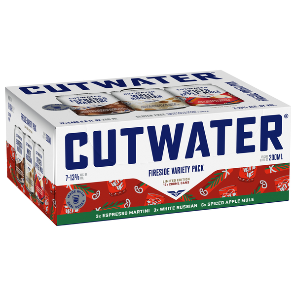 slide 1 of 1, Cutwater Spirits Fireside Variety Pack Espresso Martini/ White Russian/ Spiced Apple Mule Vodka 12 - 6.8 fl oz Cans, 12 ct; 200 ml
