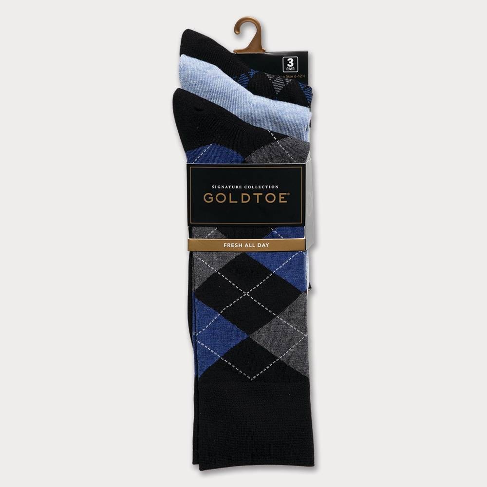 slide 2 of 2, Signature Gold by GOLDTOE Men's Argyle Crew Socks 12.5, 3 ct