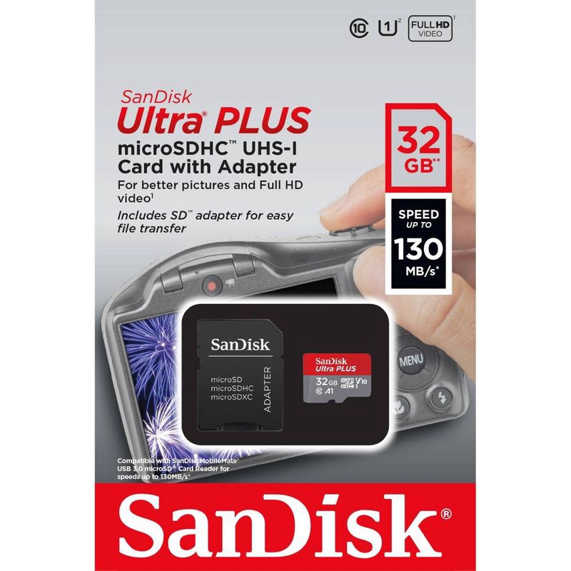 slide 2 of 3, SanDisk Ultra PLUS 32GB microSD Memory Card, 1 ct