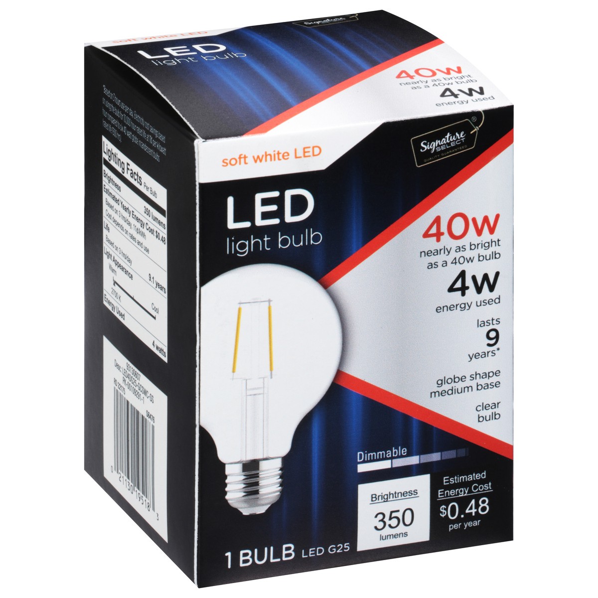 slide 4 of 4, Signature SELECT Bulb Led 40w G25 Globe Clear - EA, 1 ct