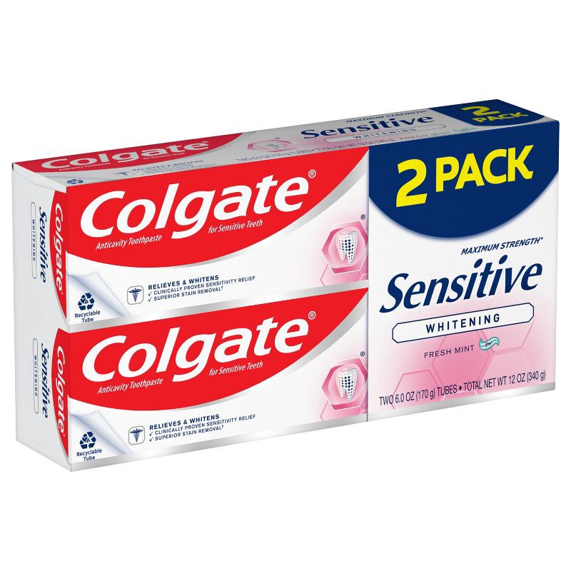 slide 3 of 5, Colgate Sensitive Toothpaste Whitening Fresh Mint Gel - 6oz/2pk, 2 ct; 6 oz