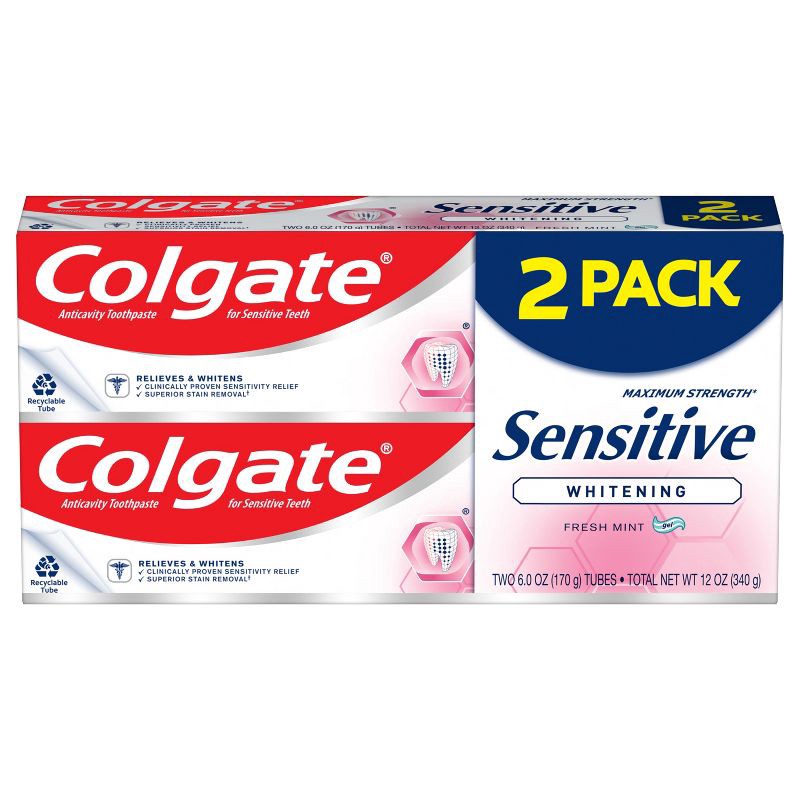 slide 1 of 5, Colgate Sensitive Toothpaste Whitening Fresh Mint Gel - 6oz/2pk, 2 ct; 6 oz