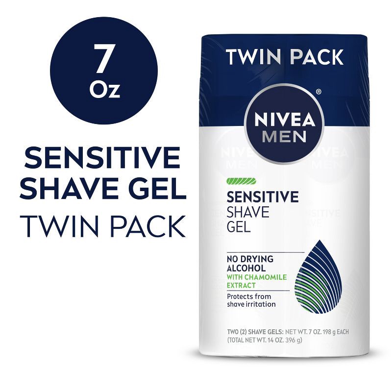 slide 2 of 13, NIVEA Men Sensitive Skin Shave Gel with Vitamin E - 7oz/2pk, 2 ct; 7 oz