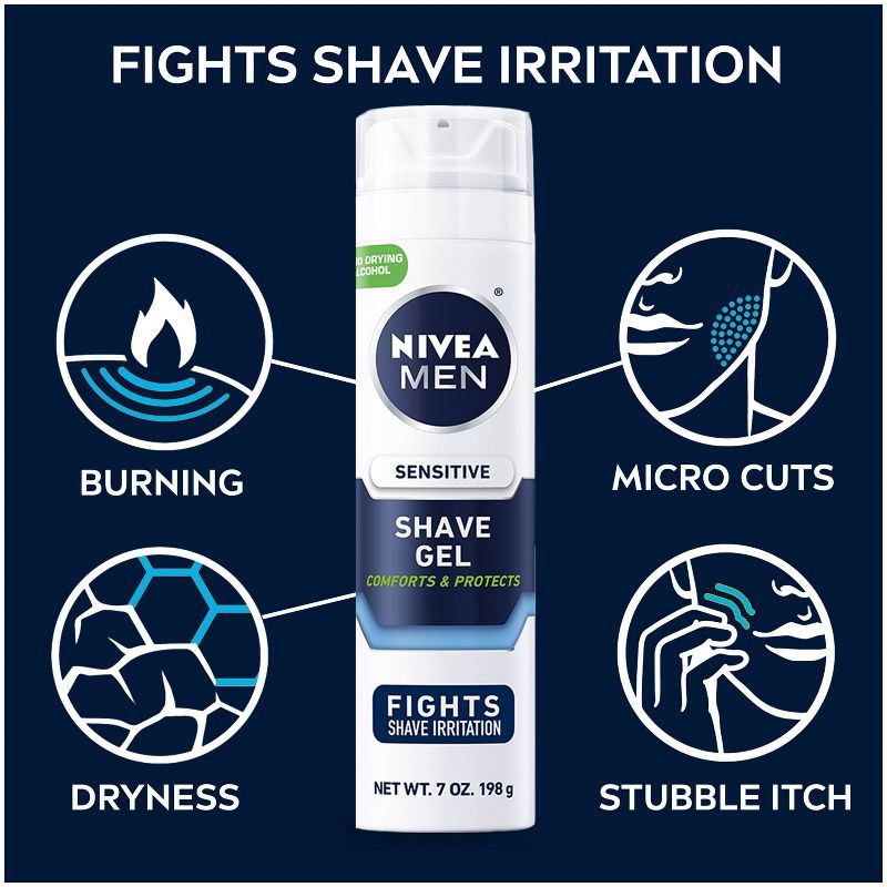 slide 5 of 11, NIVEA Men Sensitive Skin Shave Gel with Vitamin E - 7oz/2pk, 2 ct; 7 oz