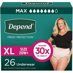 Depend Fresh Protection Adult Incontinence & Postpartum Underwear for Women - Maximum Absorbency - XL - Blush - 26ct