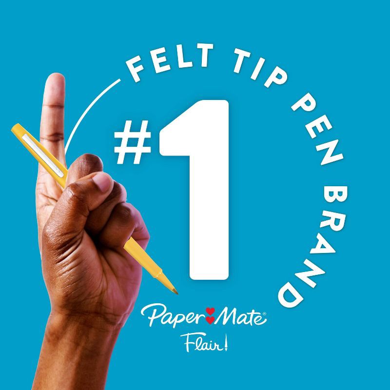slide 4 of 11, Paper Mate Flair 16pk Felt Tip Pens 0.7mm Medium Tip Multicolor: Colored Pens, Quick Drying, Fade-Resistant, Contoured Grip, 16 ct