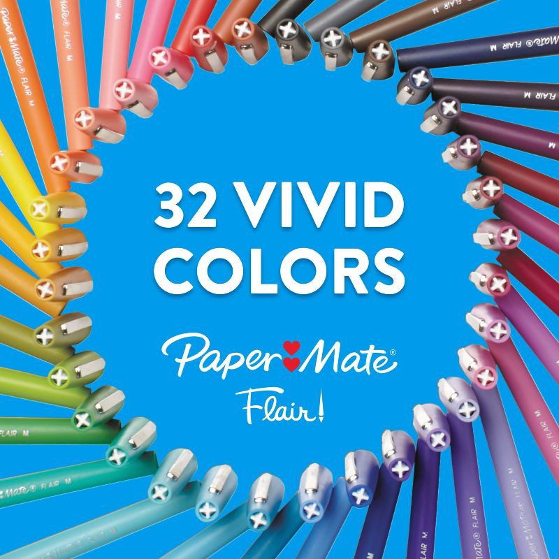 slide 1 of 11, Paper Mate Flair 16pk Felt Tip Pens 0.7mm Medium Tip Multicolor, 16 ct