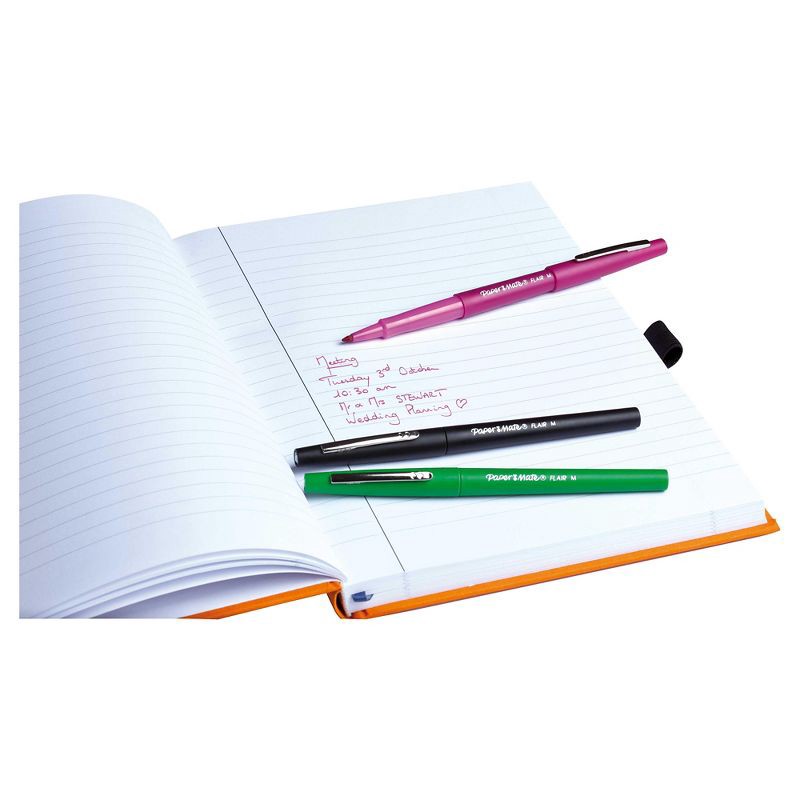 slide 10 of 11, Paper Mate Flair 16pk Felt Tip Pens 0.7mm Medium Tip Multicolor: Colored Pens, Quick Drying, Fade-Resistant, Contoured Grip, 16 ct
