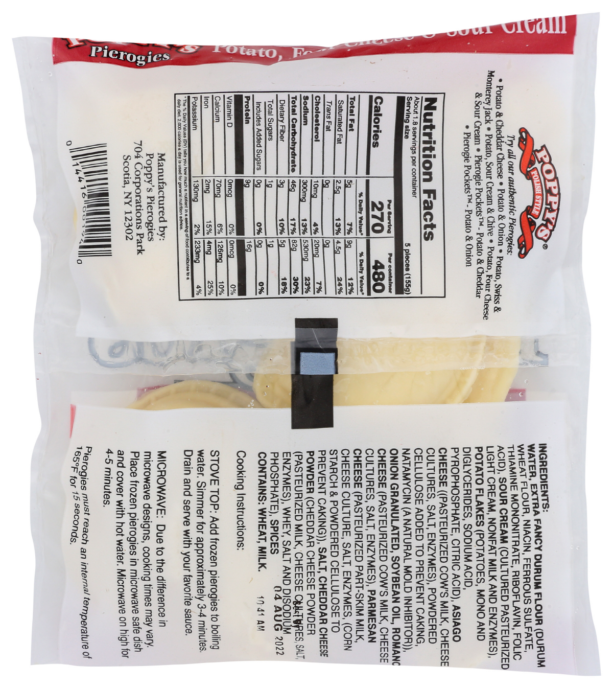 slide 2 of 2, Poppy's Potato 4 Cheese Sour Cream Pierogi, 10 oz