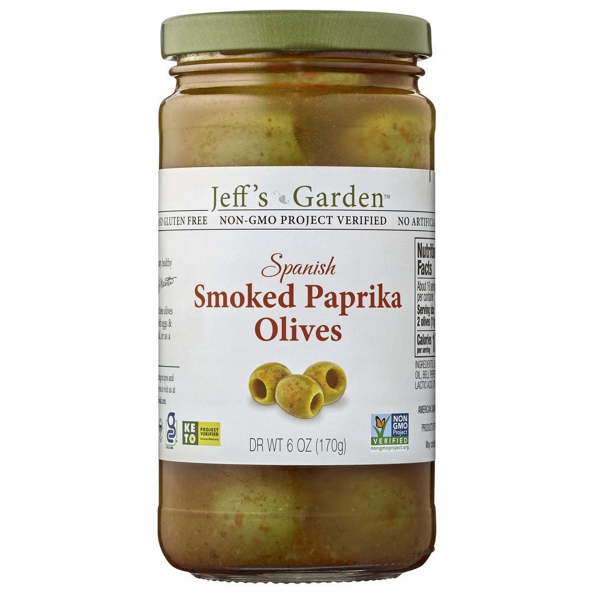 slide 2 of 2, Jeff's Garden Spanish Smoked Paprika Olives, 6 oz Dr. Wt., 6 oz