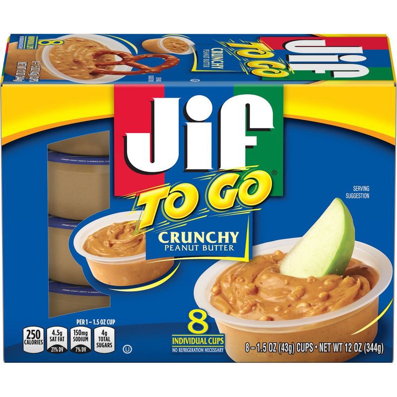 slide 1 of 5, Jif To Go Crunchy Peanut Butter - 12oz/8ct, 8 ct; 12 oz