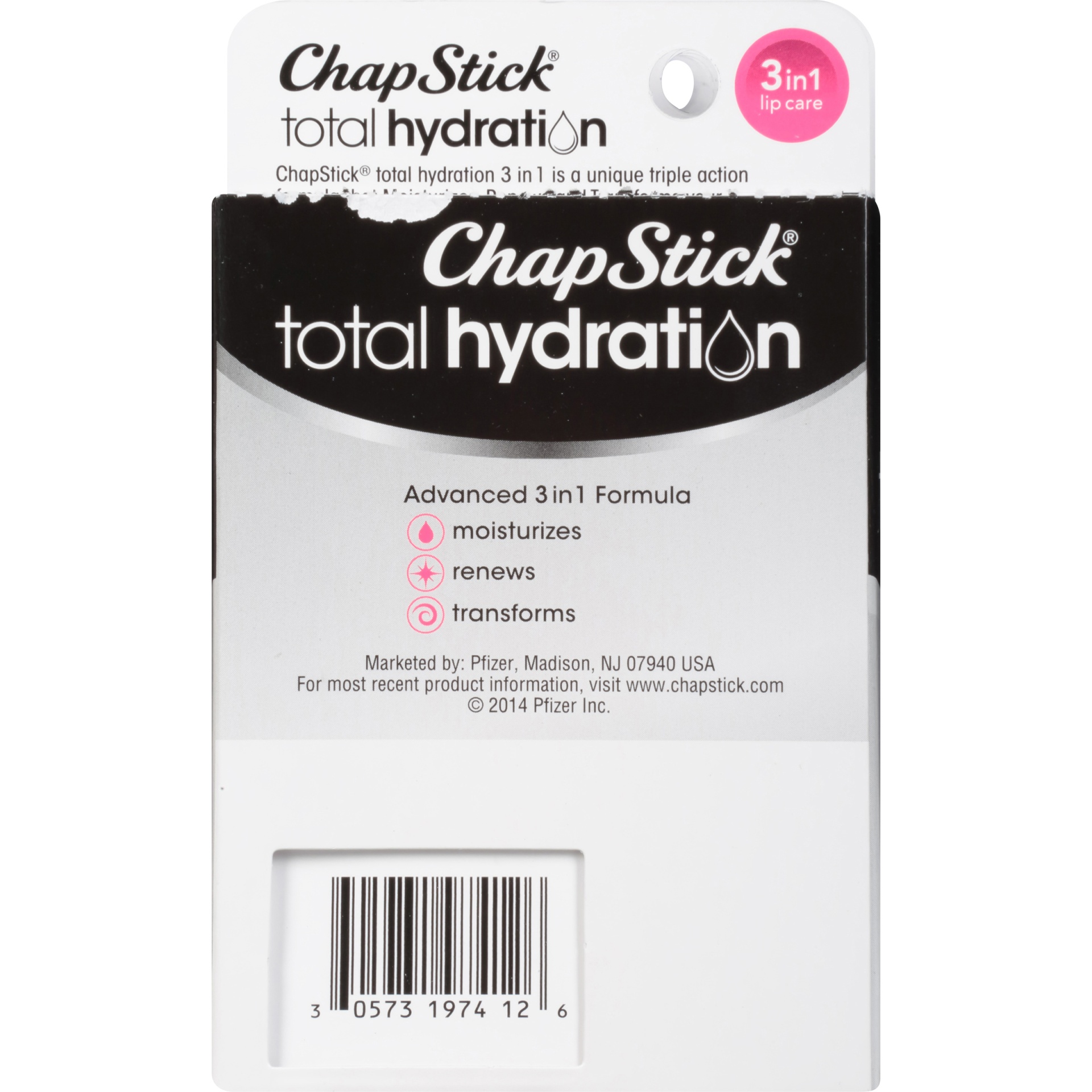 slide 6 of 7, ChapStick Total Hydration 3 in 1 Sweet Peach Lip Balm, 0.1 oz