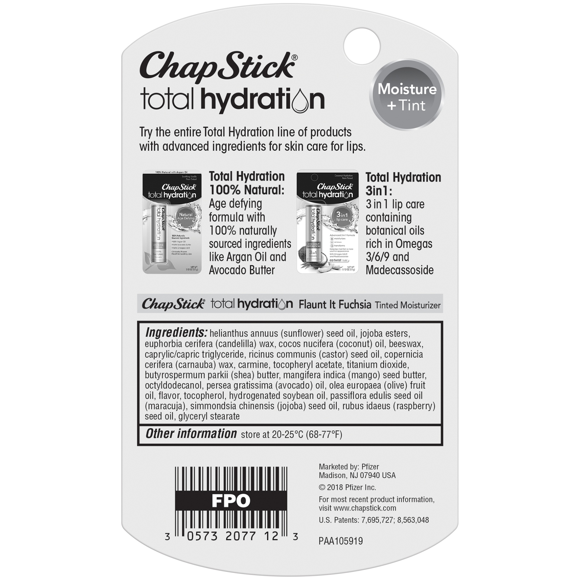 slide 5 of 5, ChapStick Total Hydration Tinted Lip Moisturizer, Flaunt It Fuchsia, 1 ct