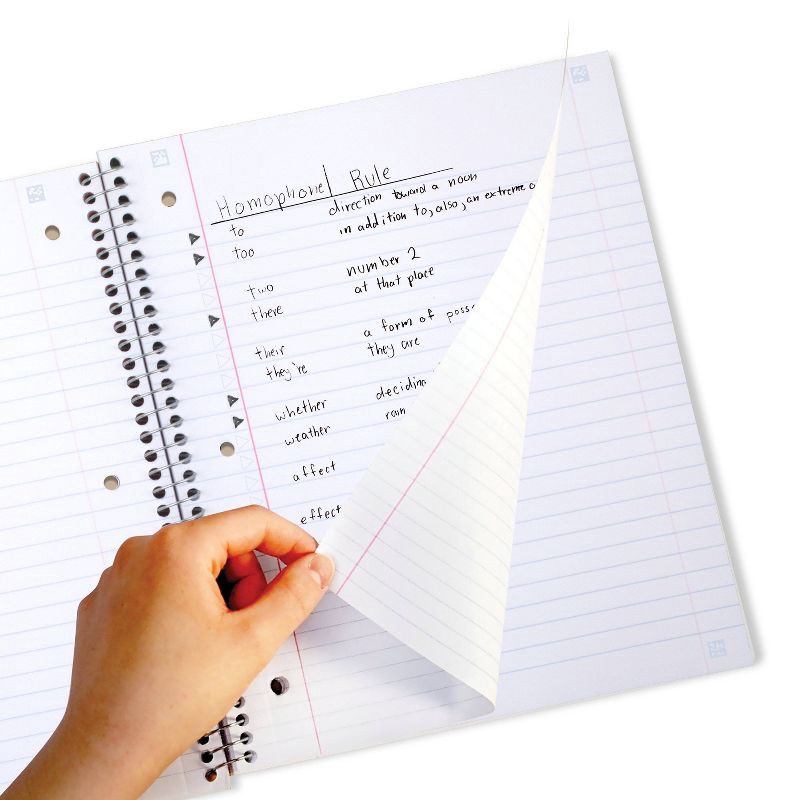 slide 3 of 9, Five Star 200pg 5 Subjects Wide Ruled Spiral Notebook (Colors May Vary): Multi Subject, Perforated Pages, Flexible Cover, 1 ct