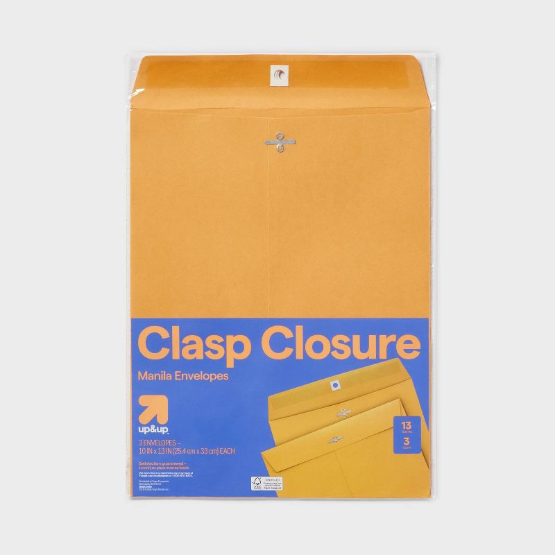slide 1 of 3, 3ct 10"x13" Clasp Closure Manila Envelopes - up&up™: Beige Paper Mailing Envelopes, Stationery, Office Supplies, 3 ct