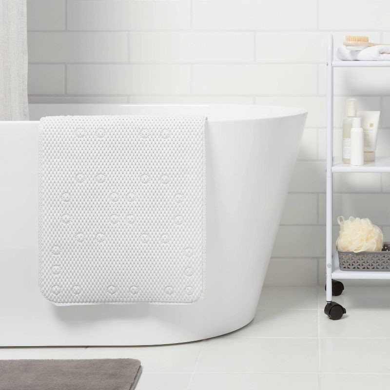 slide 2 of 5, Small Cushion Bath Mat White - Room Essentials™: PVC Non-Slip, Molded Texture, Easy to Clean, 1 ct