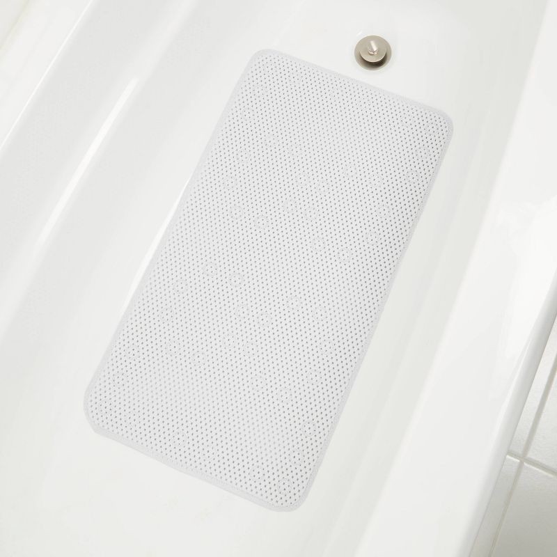 slide 3 of 5, Small Cushion Bath Mat White - Room Essentials™: PVC Non-Slip, Molded Texture, Easy to Clean, 1 ct