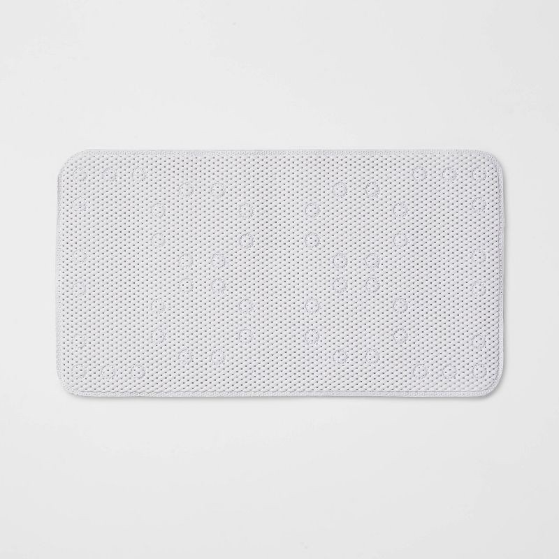 slide 1 of 5, Small Cushion Bath Mat White - Room Essentials™: PVC Non-Slip, Molded Texture, Easy to Clean, 1 ct