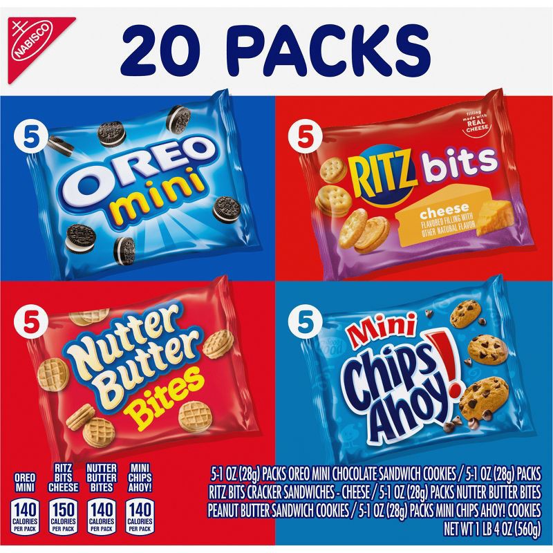 slide 6 of 10, Nabisco Classic Mix Variety Pack With Cookies & Crackers - 20oz /20ct, 20 ct; 20 oz