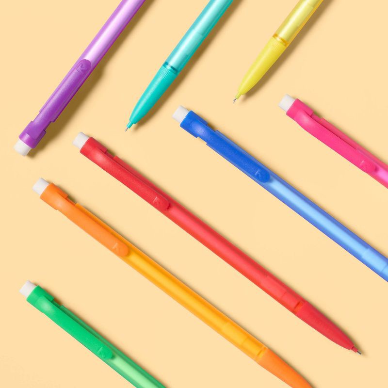 slide 2 of 3, #2 Mechanical Pencils 0.5mm 8ct - up&up™: School Supplies, No. 2 Lead, Erasable, Retractable, Multicolor, Kids Stationery, 8 ct