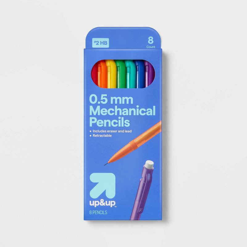 slide 1 of 3, #2 Mechanical Pencils 0.5mm 8ct - up&up™: School Supplies, No. 2 Lead, Erasable, Retractable, Multicolor, Kids Stationery, 8 ct