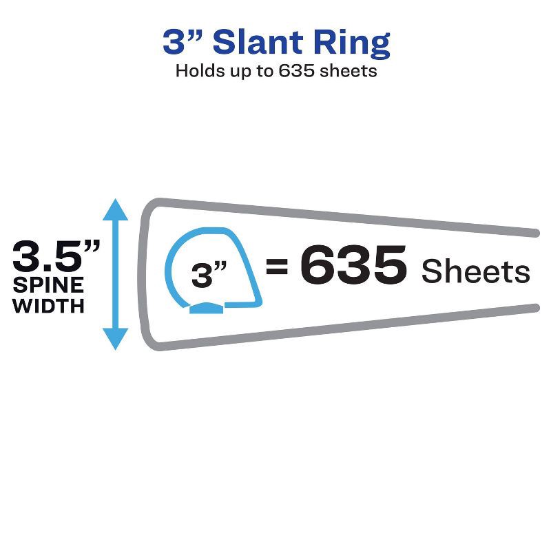 slide 2 of 4, Avery 3.5"x3" One Touch Slant Rings 670 Sheet Capacity Heavy-Duty View Binder White: 3 Inch Binder, 4 Internal Pockets, 670 sheets
