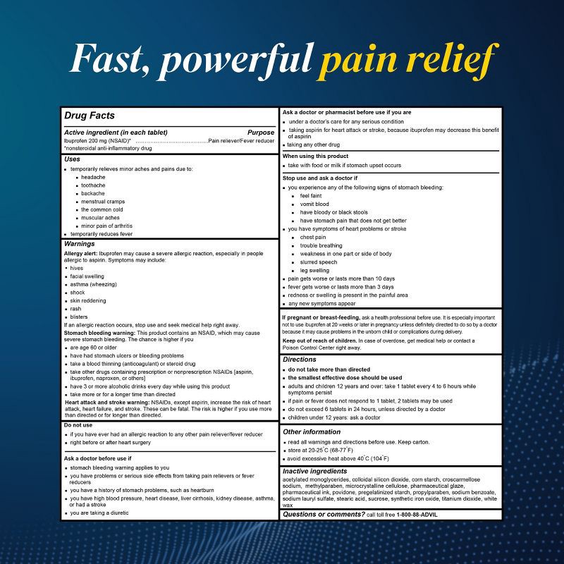 slide 14 of 14, Advil Pain Reliever/Fever Reducer Tablets - Ibuprofen (NSAID) - 200ct, 200 ct
