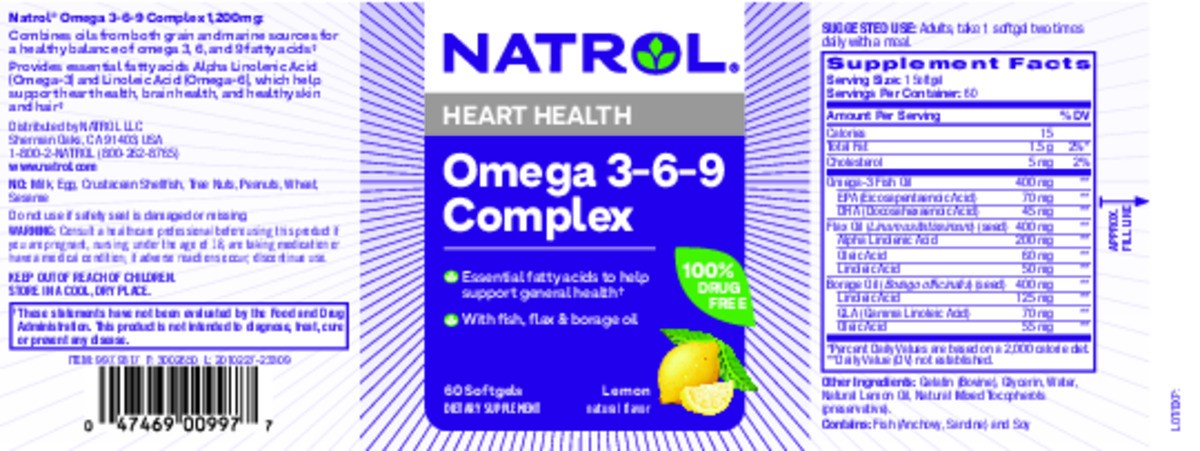 slide 6 of 7, Natrol, Omega 3-6-9 Complex Softgels, Heart Health Dietary Supplement, 1200 mg, 60 Count, 60 ct