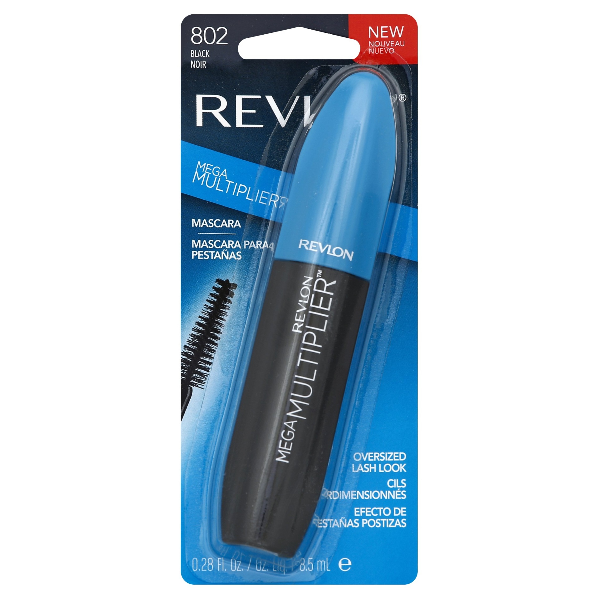 slide 1 of 4, Revlon Mega Multiplier Mascara 802 Black, 0.28 fl oz