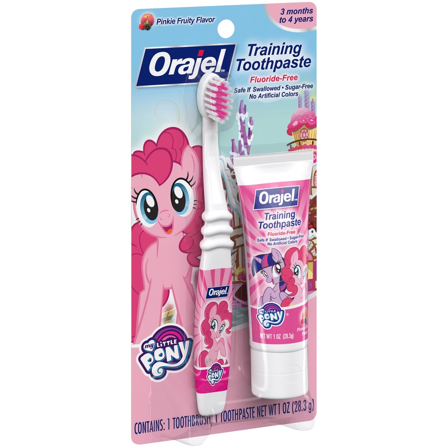 slide 2 of 3, Orajel My Little Pony Pinkie Training Toothpaste & Toothbrush For Toddler, 2 ct