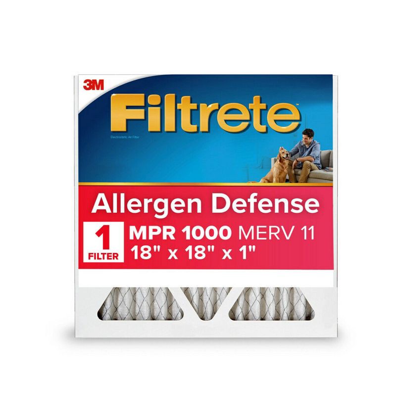 slide 1 of 8, Filtrete Micro Allergen 18x18x1, Air Filter: MERV 11 Electrostatic Furnace Filter, Captures Dust & Pet Dander, 1 ct